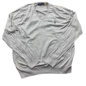 Polo Ralph Lauren‎ Pima Cotton V-Neck Sweater Classic Fit Gray XL